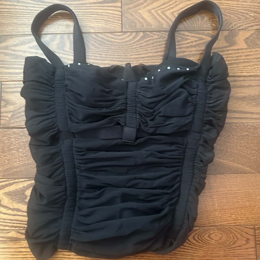 Shirley of Hollywood Black Ruched Sleeveless Top